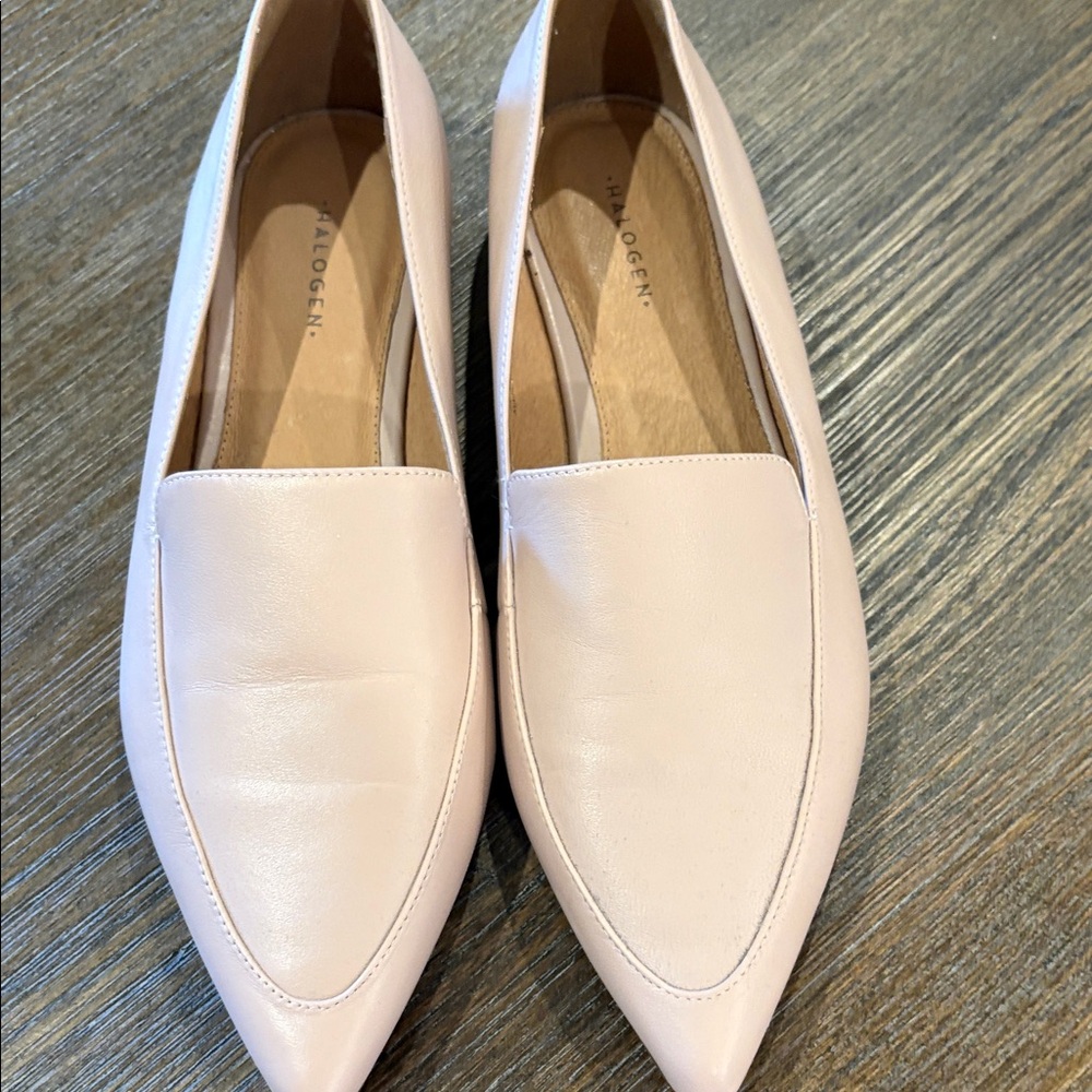 Halogen Blush Pink Pointed-Toe Leather Loafers-Never worn